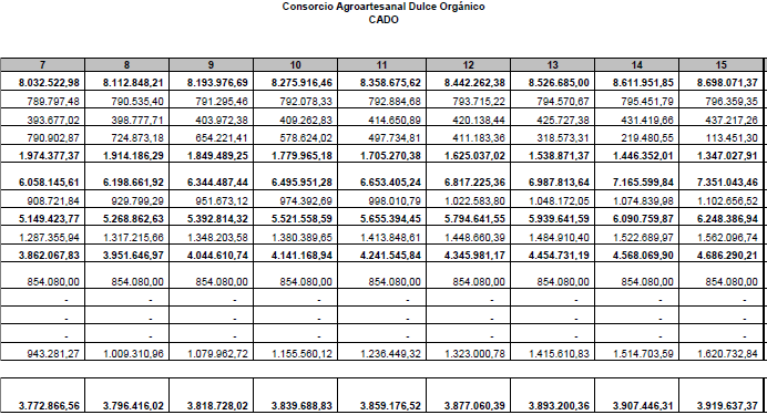tabla 2 corrida financiera