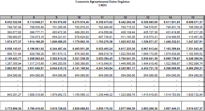 tabla 2 corrida financiera